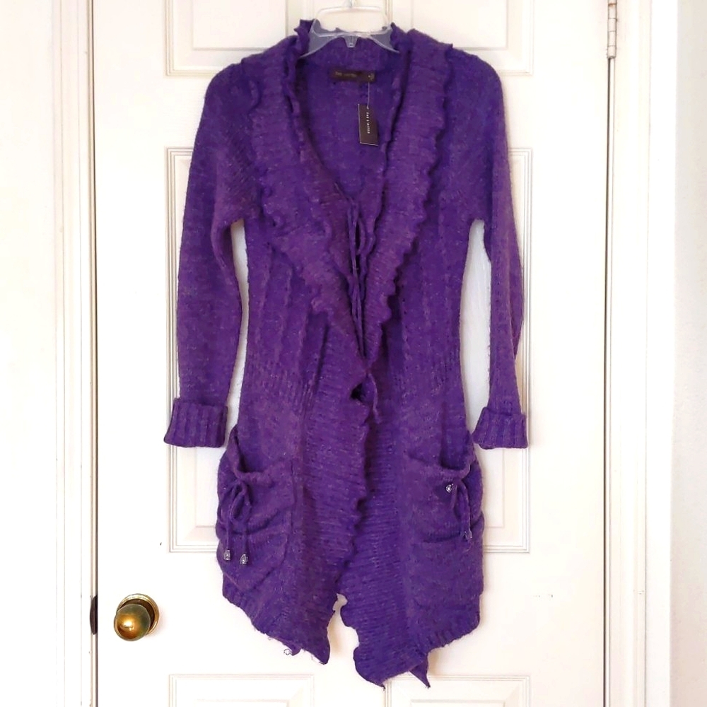 NWT. The Limited Wool blended long cardigan sweater with double ruffled front.